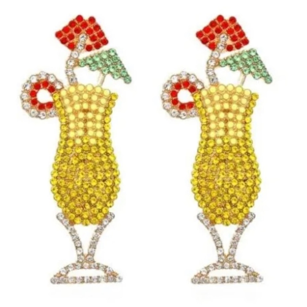 Cocktail Drink Earrings, Party Earrings, Bridal Shower Earring, Vacation Jewelry